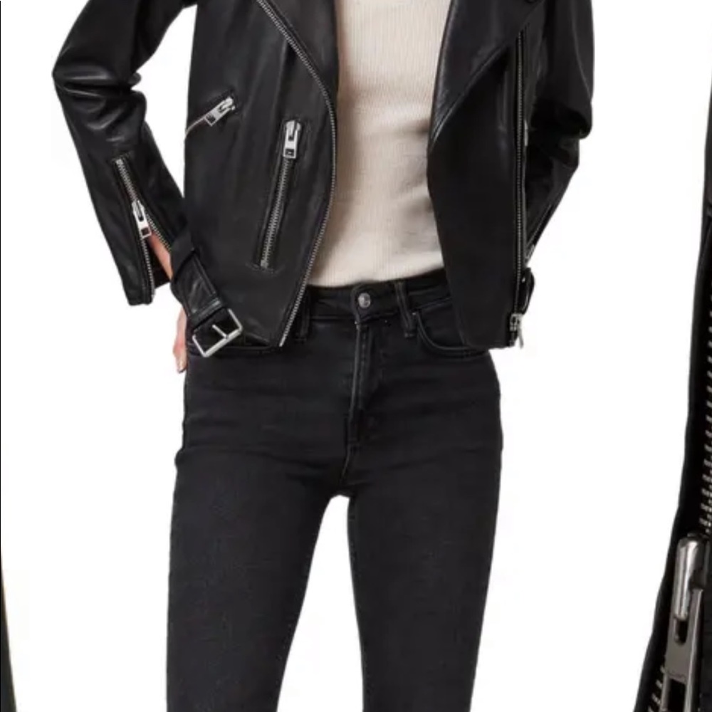 ❌SOLD❌All Saints Balfern Leather Jacket+Black+4 - Picture 6 of 9